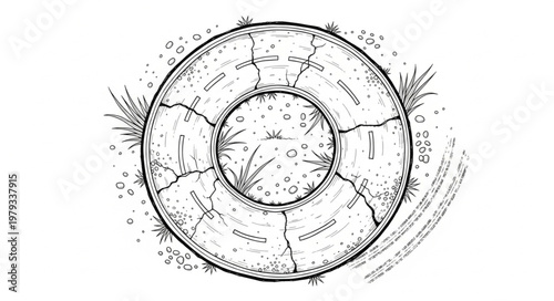 Circular Diagram Illustrating Earth Layers and Core.