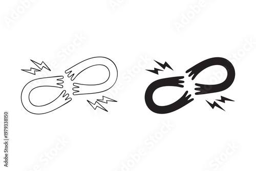 Magnetic force failure icon showing broken magnet with energy shock and separation effect
