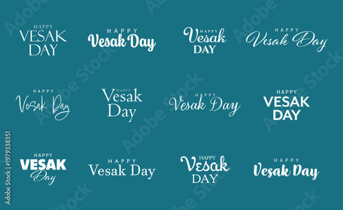 Happy Vesak Day creative typography set vector design on white background.
