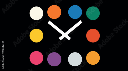 Abstract Colorful Clock Face with Dots