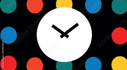 Abstract Colorful Clock Face with Dots