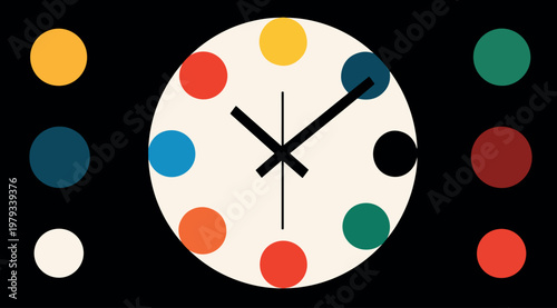 Abstract Colorful Clock Face with Dots