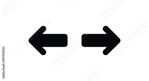 Two opposing arrows point left and right a stark silhouette