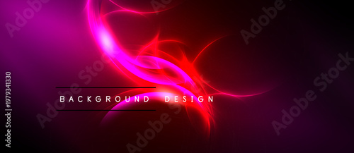 Abstract vibrant design. Red, pink hues blend, creating dynamic energy. Text reads background design. Dark backdrop emphasizes glowing elements.