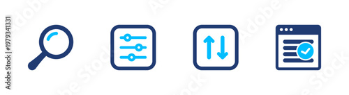 Search and Filter icons set, Solid icon elements