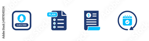 Subscription Plan icons set, Solid icon elements