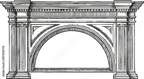 Ornate classical fireplace mantle with fluted columns and detailed molding design