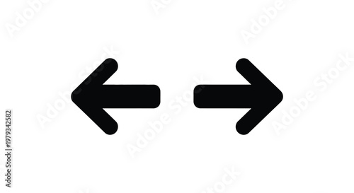 Two opposing black arrows pointing left and right simple silhouette
