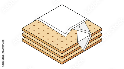 Stack of napkins with folded white napkin on top.