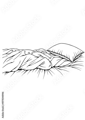 Sleeping person under blanket with calm ambiance in a cozy bedroom
