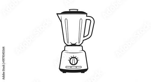 Simple black and white illustration of a kitchen blender a silhouette