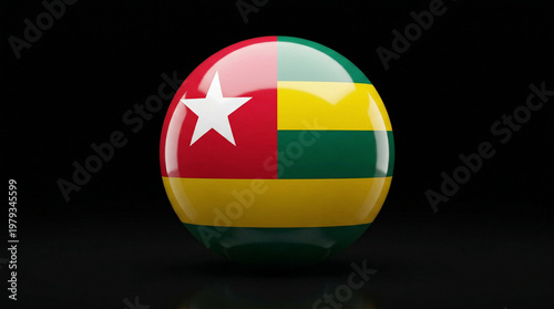 Realistic 3D sphere showcasing the national flag of togo with its green and yellow horizontal stripes and a white star on a red square national rendering togolese republic government patriotism Free Download Realistic 3D sphere showcasing the national flag of togo with its green and yellow horizontal stripes and a white star on a red square national rendering togolese republic government patriotism - GFXLoad