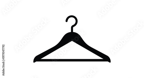 A simple black clothing hanger icon against a white background silhouette