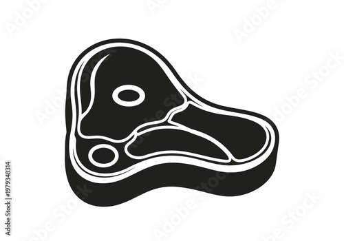 Beef Steak Vector Icon, Black and White Meat Illustration for Butcher Shop, BBQ, and Restaurant Branding