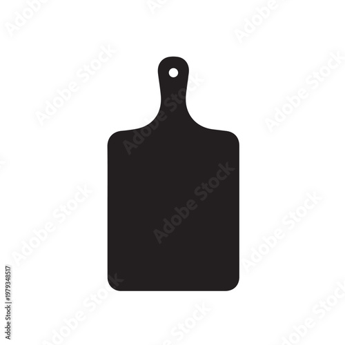 Black silhouette of a kitchen cutting board or chopping board. Vector illustration for food preparation,