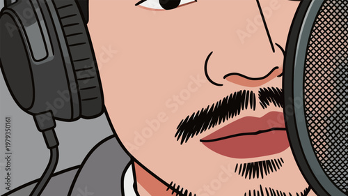 Man with Microphone and Headphones