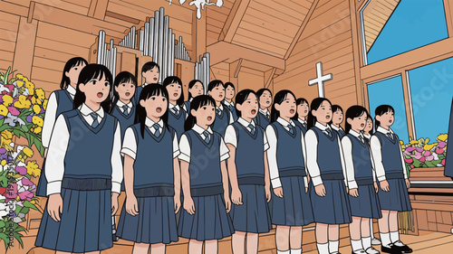 Girls Choir Singing in Church