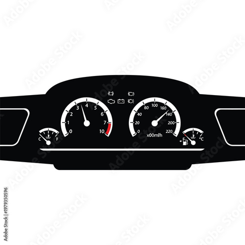 Car Dashboard Speedometer Panel Closeup.