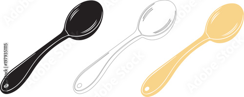 spoon utensil icon minimal black kitchen cutlery symbol for cooking dining restaurant food service app interface flat illustration vector 