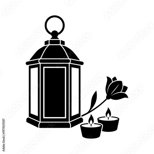 Lantern beneath rose arbor garden arch