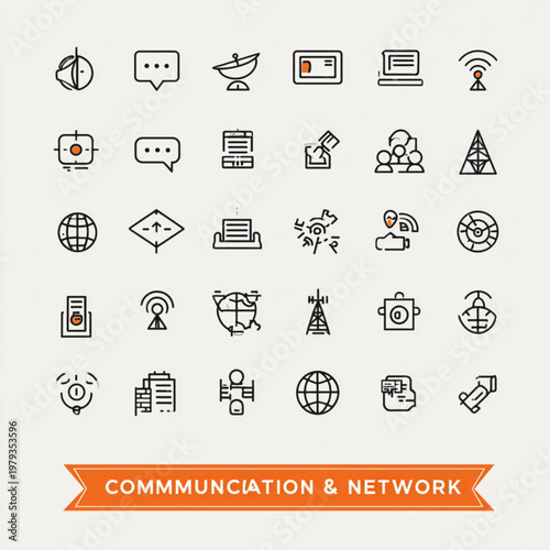 Network icons illustrate global communication systems and digital connectivity for business.