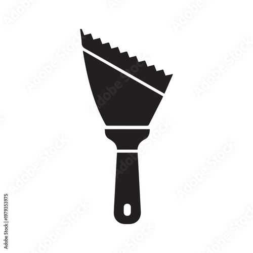 Notched Putty Knife Illustration for Construction and Finishing Work