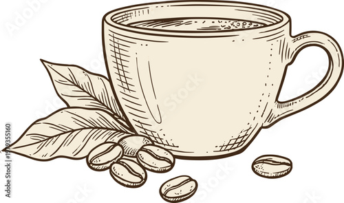 Hand drawn coffee element