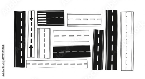 Collection of Hand Drawn Road and Street Illustrations.