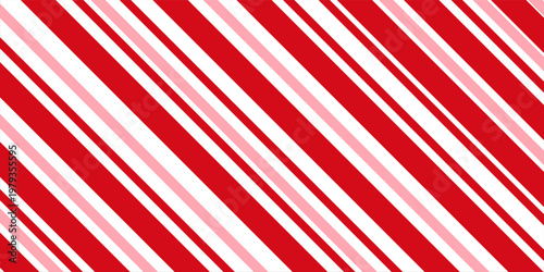 Candy cane Christmas background, peppermint diagonal stripes print seamless pattern