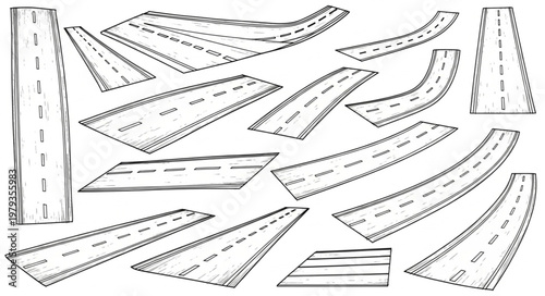 Collection of Hand Drawn Road Illustrations.