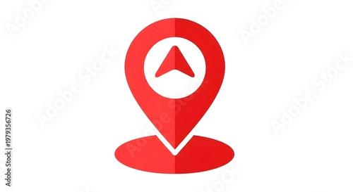 Free Download Red location marker icon with a directional arrow inside, representing navigation and pinpointing a specific spot on a map - GFXLoad