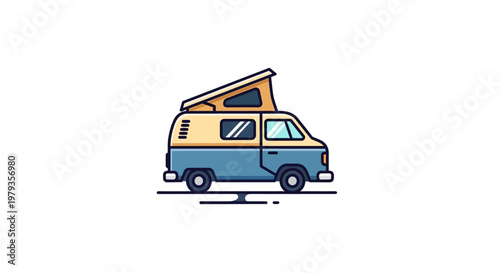 Illustration of a pop-top camper van, perfect for travel and outdoor adventures
