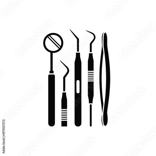 Dental tools and equipment set.