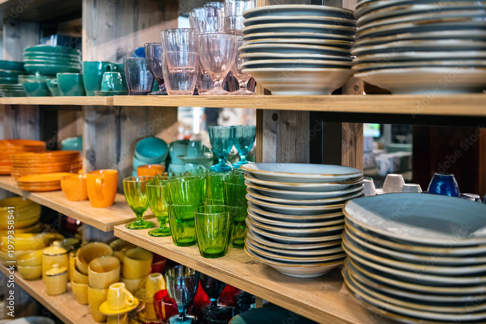 custom made wallpaper toronto digitalSet of various dishware on shelves