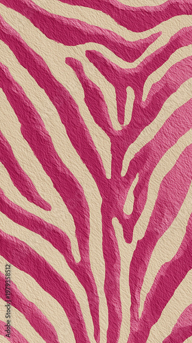 hot pink zebra print on a beige background, a digital paper design for wall art with an aesthetic vibe