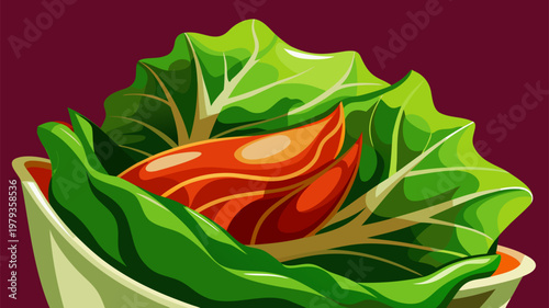 Ssamjang korean bbq wrap with lettuce and grilled meat, traditional asian cuisine concept, fresh ingredients and spicy sauce for healthy flavorful meal