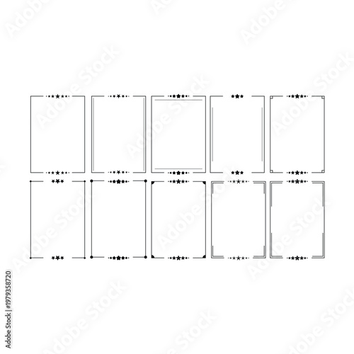 Star Frame Border Icon Set Vector Illustration Decorative Star Shape Outline Frame Collection