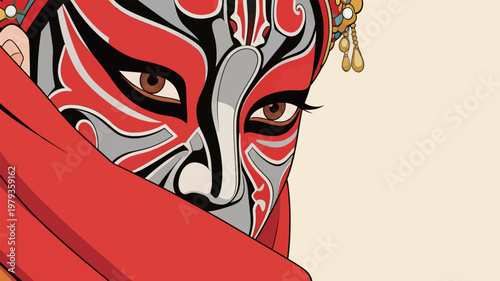Chinese Peking Opera Mask Illustration