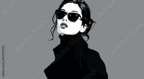 Chic Woman in Sunglasses Illustration