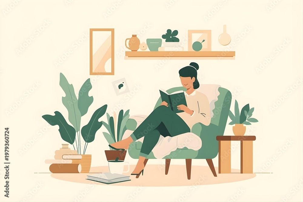 Fototapeta premium Cozy Reading Corner Scene