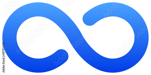 Solid blue infinite loop icon for endless cycle and repeat action