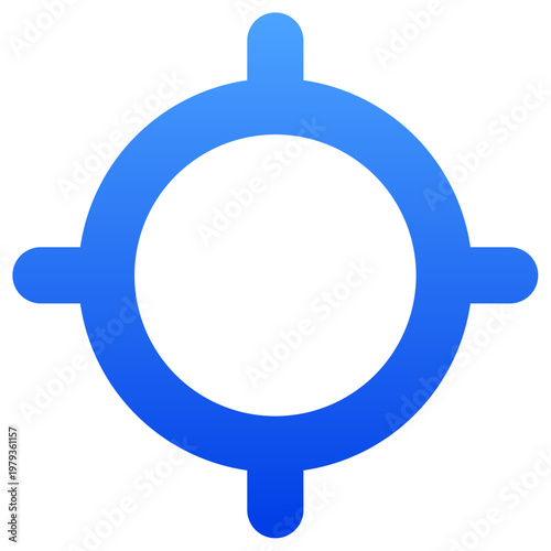 Blue target locate icon for position finding and GPS navigation