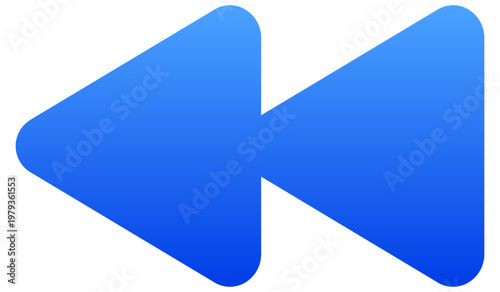 Solid blue rewind icon for media player and video reverse control