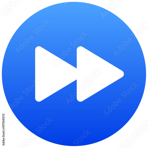 Circular blue button icon with fast forward symbol for media control