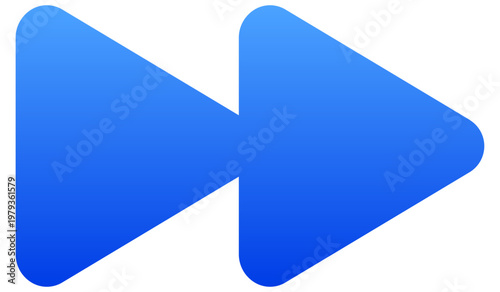 Solid blue fast forward icon for media player and video control