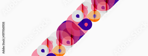 Abstract colorful shapes overlap, creating dynamic composition. White background emphasizes vibrant hues, modern design.