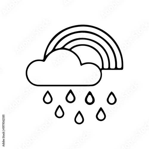 Rainy Weather Icon Line Art