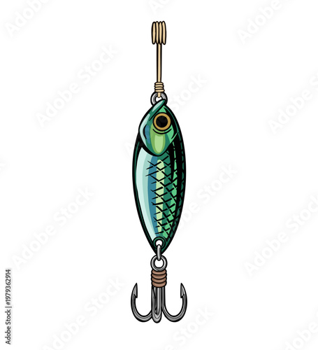 Lure green color cartoon vector isolated. Handrawn lure vector.