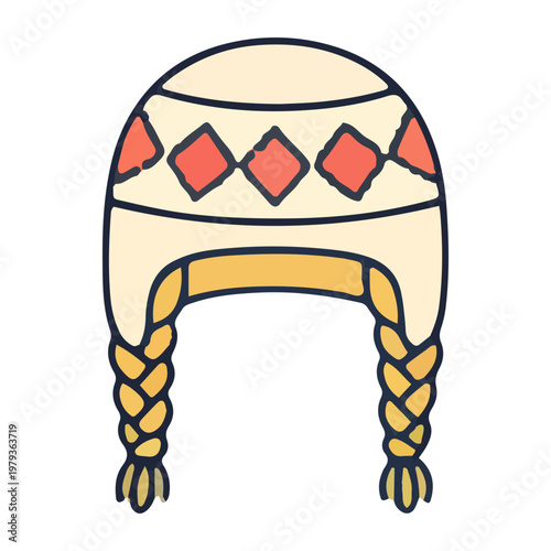 Chullo Peruvian Hat Icon Illustration