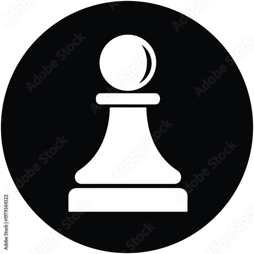 White chess pawn on black circle.